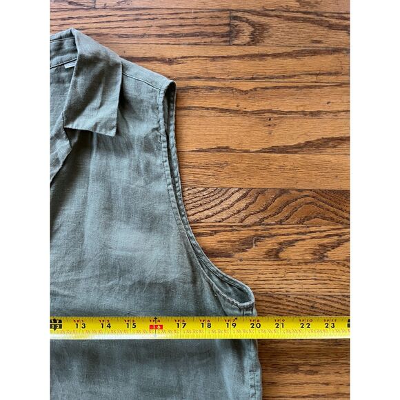 EQUIPMENT Femme Green Stripe Sleeveless Button Back Tank Top  Woman's Size Large - Picture 10 of 10